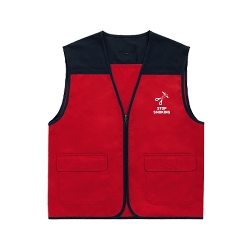 금연 캠페인 조끼  배색마트조끼 빨강 왼가슴+등대형