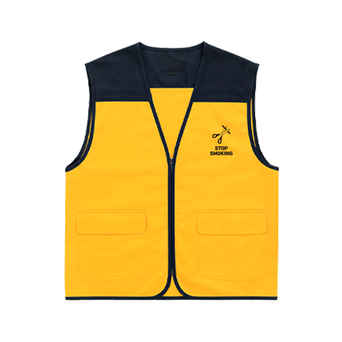 금연 캠페인 조끼  배색마트조끼 노랑 왼가슴+등대형